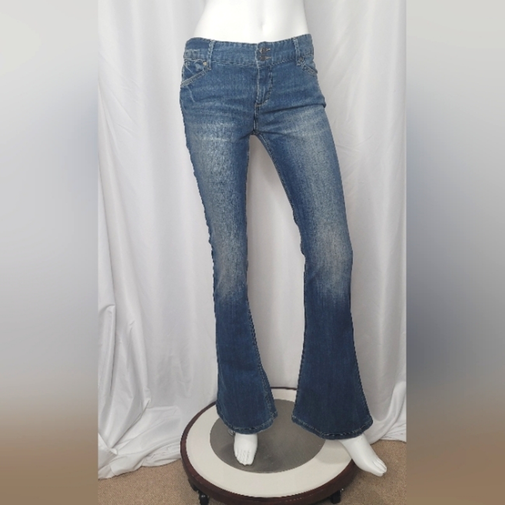 Free People Blue Flare Wide Leg Jeans